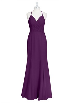 Azazie Carolina Bridesmaid Dresses Grape Mermaid Ruched Chiffon Dress image6