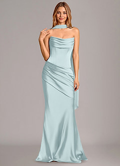 Azazie Pelagia Brudtärnklänningar Klä av Sjöjungfru i Stretch Satin Korsett Dimma Konvertibel image3