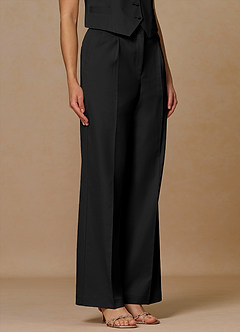 front Margaret Black Cotton Linen Blend Pants