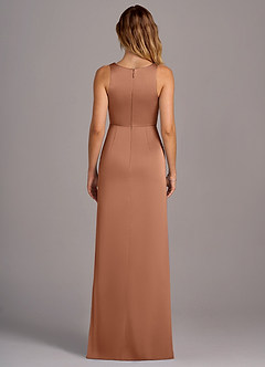 Azazie Wrenlee Bridesmaid Dresses Bronzer A-Line Stretch Satin Dress image7