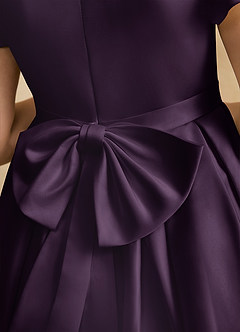 Azazie Pearl Flower Girl Dresses Plum Ball-Gown Pleated Matte Satin Dress image8