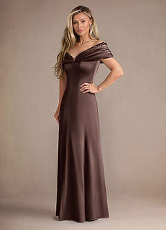 Azazie Auberdeen Final Sale Dusty Blue Mermaid Pleated Stretch Satin Dress image4