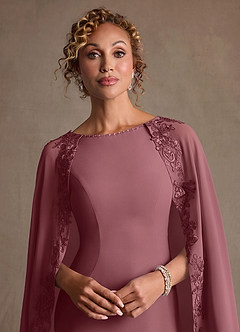 Azazie Artemisia Mother of the Bride Dresses Desert Rose Sheath Lace Chiffon Dress image7