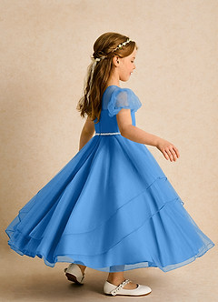 Azazie Duckie Flower Girl Dresses Blue Jay Ball-Gown Pleated Tulle Dress image2