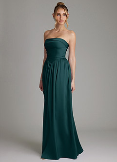 Azazie Zena Bridesmaid Dresses Pine A-Line Strapless Stretch Satin Dress image5