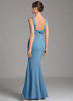 Azazie Gwen Bridesmaid Dresses Steel Blue Mermaid Pleated Premium Stretch Jersey Dress image2