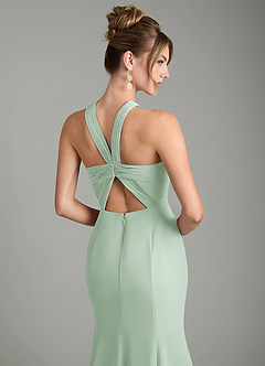 Azazie Rue Bridesmaid Dresses Agave A-Line Halter Chiffon Dress image6