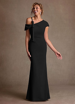 Azazie Rachael Abiti per la Madre della Sposa Abito Tubino in Crepe Elasticizzato a Spalla Scoperta Nero image1