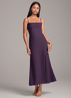 Azazie Saige Bridesmaid Dresses Plum Sheath Off the Shoulder Chiffon Convertible Dress image7