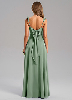 Azazie Everett Bridesmaid Dresses Matcha A-Line Stretch Satin Dress image2