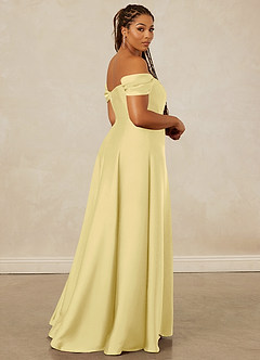Christian Siriano Bridal for Azazie 1002 Robes de demoiselle d'honneur Robe Trapèze Convertible en Satin extensible Épaule décolletée Sorbet Citron image15