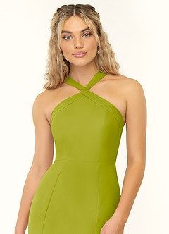 Azazie Rue Bridesmaid Dresses Lemongrass A-Line Halter Chiffon Dress image6