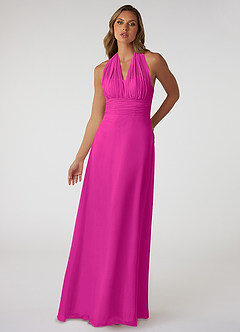 Azazie Fifi Bridesmaid Dresses Fuchsia A-Line Strapless Chiffon Convertible Dress image2