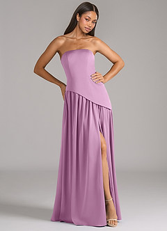 Azazie Adeline Bridesmaid Dresses Wisteria A-Line Strapless Stretch Satin Convertible Dress image4