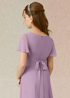 Azazie Induh Junior Wisteria A-Line Ruched Chiffon Dress image5