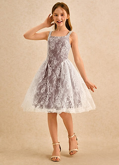 Azazie Cubbie Girls Formal Blumenmädchenkleider A-Linie Spitze Kleid Espresso image1