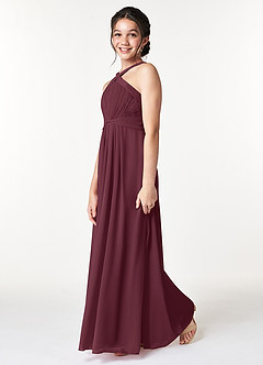Azazie Anthea Junior Plissee Chiffon Kleid Cabernetrot image5