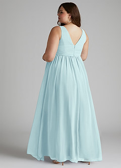Azazie Yetta Maternity Bridesmaid Dresses A-Line V-Neck Gathered Chiffon Floor-Length Dress image11