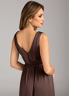 Azazie Tanicia Brudtärnklänningar Klä av A-Linje i Stretch Satin Plisserad Ganache image7