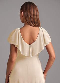 Azazie Lainey Robes de demoiselle d'honneur Robe Trapèze en velours Rayé Champagne image6