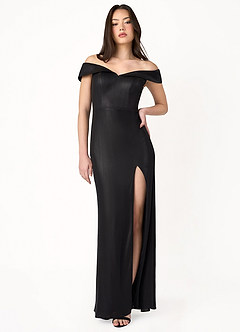Gail Black Metallic Off Shoulder Gown image1