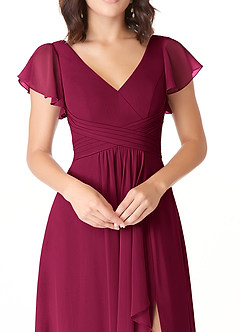 Azazie Omari Bridesmaid Dresses Burgundy A-Line Chiffon Dress image5