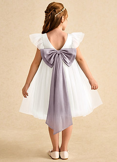 Azazie Munchkin Flower Girl Dresses Ivory Dusk A-Line Bow Tulle Dress image1