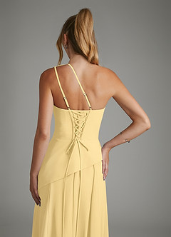 Azazie Holly At-home Try On Dresses Black A-Line Corset Chiffon Dress image8