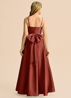 Azazie Rumi Junior Linia A Pofałdowany Satyna elastyczna Długość podłogi Młodsza druhna Sukienka image2