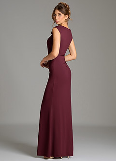 Azazie Chantal Bridesmaid Dresses Cabernet Mermaid Pleated Premium Stretch Jersey Dress image7