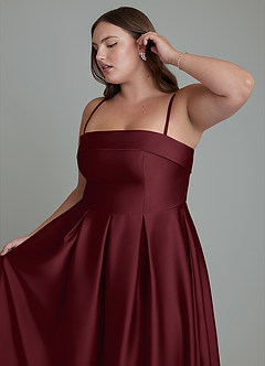 Azazie Lucienne Brudtärnklänningar Klänning av A-linje i Stretch Satin Axelbandslös Cabernet Konvertibel image14