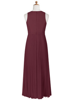Azazie Lindie Junior Cabernet A-Line Pleated Chiffon Dress image6