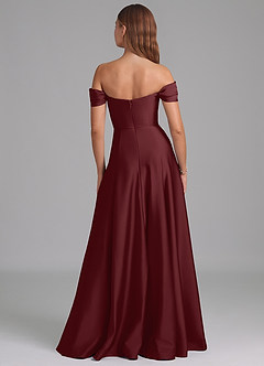Azazie Seriana Brautjungfernkleider Wandelbar A-Linie Schulterfrei Stretch-Satin Kleid Cabernetrot image5