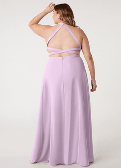 Azazie Clarice Bridesmaid Dresses Frosted Lilac A-Line Halter Chiffon Dress image9