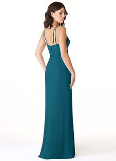 Azazie Leo Bridesmaid Dresses Ink Blue Mermaid V-Neck Pleated Chiffon Dress image4