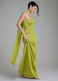 Azazie River Robes de demoiselle d'honneur Robe Fourreau Convertible en Satin extensible Corset Citronnelle image13