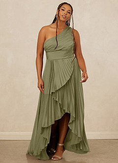 Christian Siriano Bridal for Azazie 1008 Bridesmaid Dresses Pistachio A-Line One Shoulder Stretch Satin Dress image9