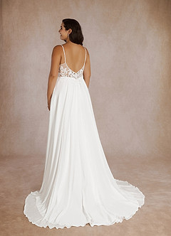 Azazie Nova Wedding Dresses Diamond White A-Line Sequins Chiffon Dress image15