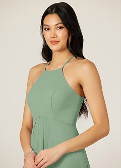 Azazie Sarah Final Sale Matcha Empire Pleated Chiffon Dress image6