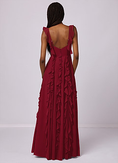 Barbie ♥ Azazie Bridesmaid Dresses Burgundy A-Line with Pockets Chiffon Dress image6