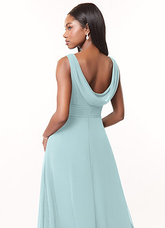 Azazie Karina Bridesmaid Dresses Mist A-Line Pleated Chiffon Dress image4