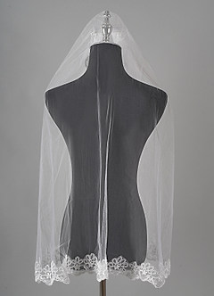 front Juliette Lace Waist Length Veil