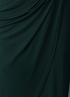 Alluring Image Dark Emerald One Shoulder Tulip Dress image7