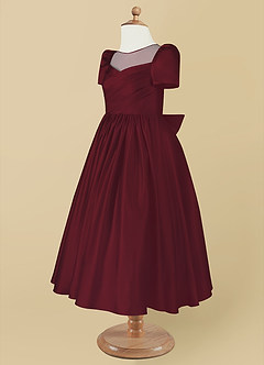 Azazie Anirra Flower Girl Klänningar Klänning Balklänning i Matt satäng Plisserad image9