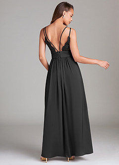 Azazie Maren Allure Bridesmaid Dresses Black A-Line Lace Stretch Satin Dress image5