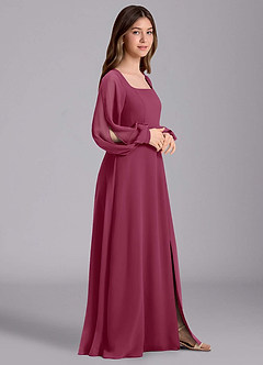 Azazie Bondi Junior Vestido de Mora de Gasa de Corte en A con Blusón image4