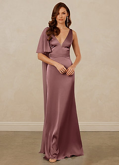 Christian Siriano Bridal for Azazie 1011 Bridesmaid Dresses Vintage Mauve Mermaid Bow Stretch Satin Dress image3