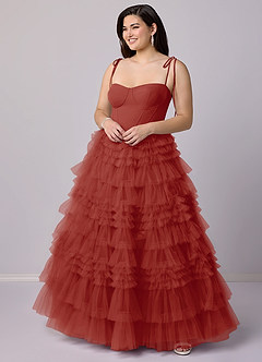 Barbie ♥ Azazie Bridesmaid Dresses Terracotta A-Line Sweetheart Neckline Tulle Dress image8
