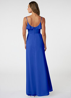 Azazie Natalia Bridesmaid Dresses Royal Blue A-Line Chiffon Dress image2