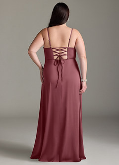 Azazie Marchella Robes de demoiselle d'honneur Robe Trapèze en Satin extensible Corset Rose Du Désert image8